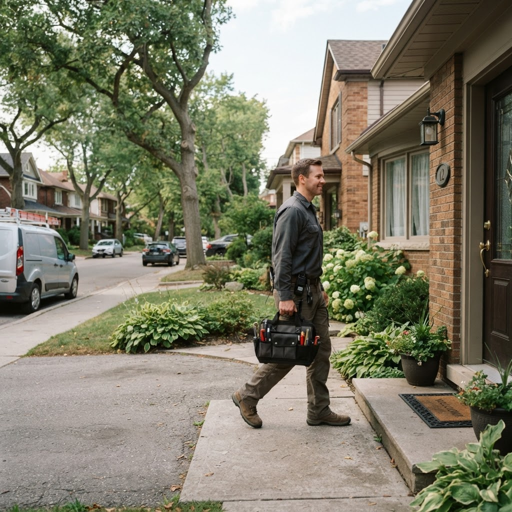 Mobile locksmith technician arriving for a service call